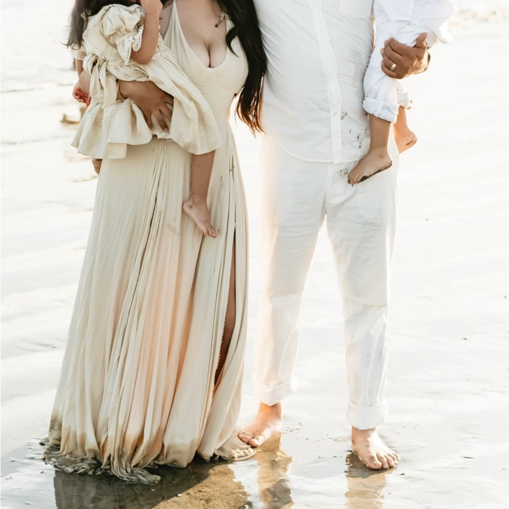 Free People BOHO Nude Tan Lille Maxi Dress OPEN Back Nomadic Desert Flowy Beach